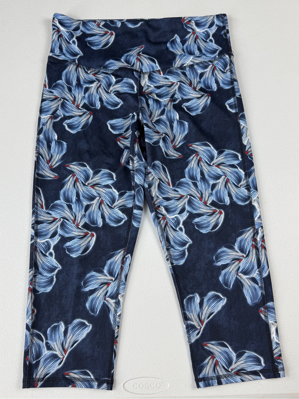 Champion High Waist Crop Active Leggings Womens XL Blue Red Floral Activewear